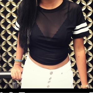 Sheer Black Cropped Top